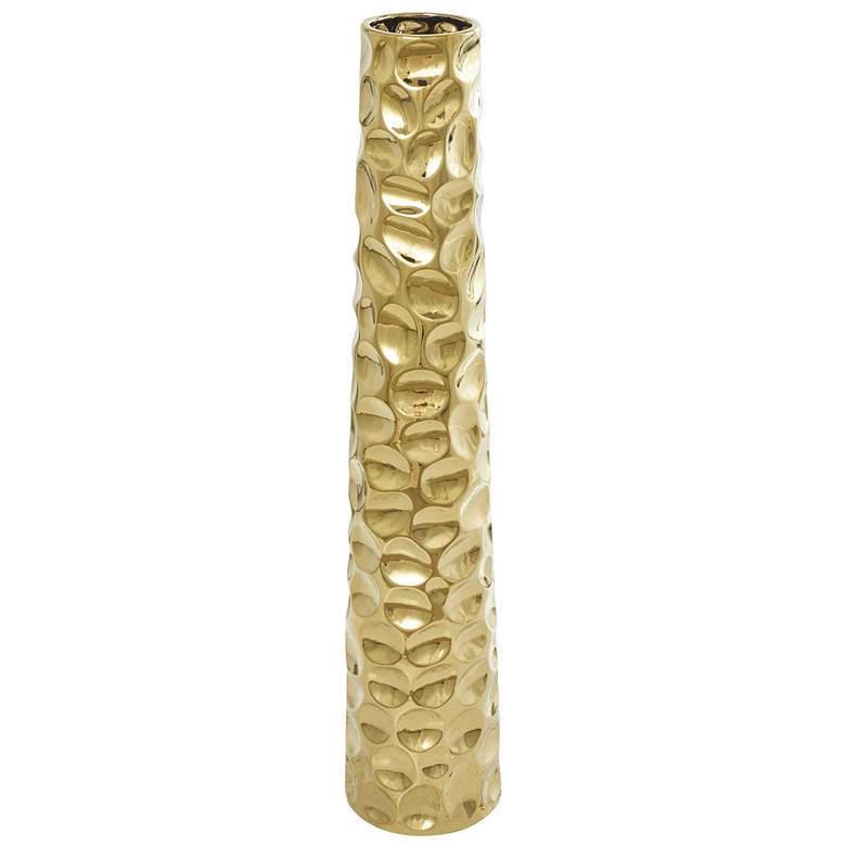 Image 1 Gold Ceramic Contemporary Vase, 8" x 8" x 39"