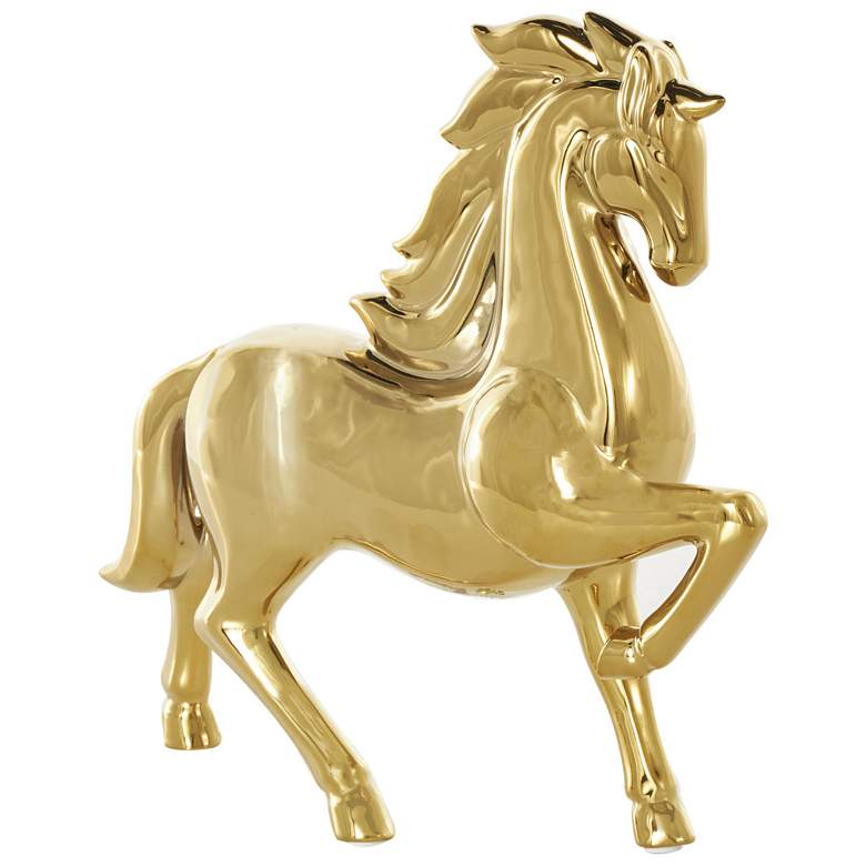 Image 1 Gold Ceramic Glam Sculpture, 12" x 4" x 12"
