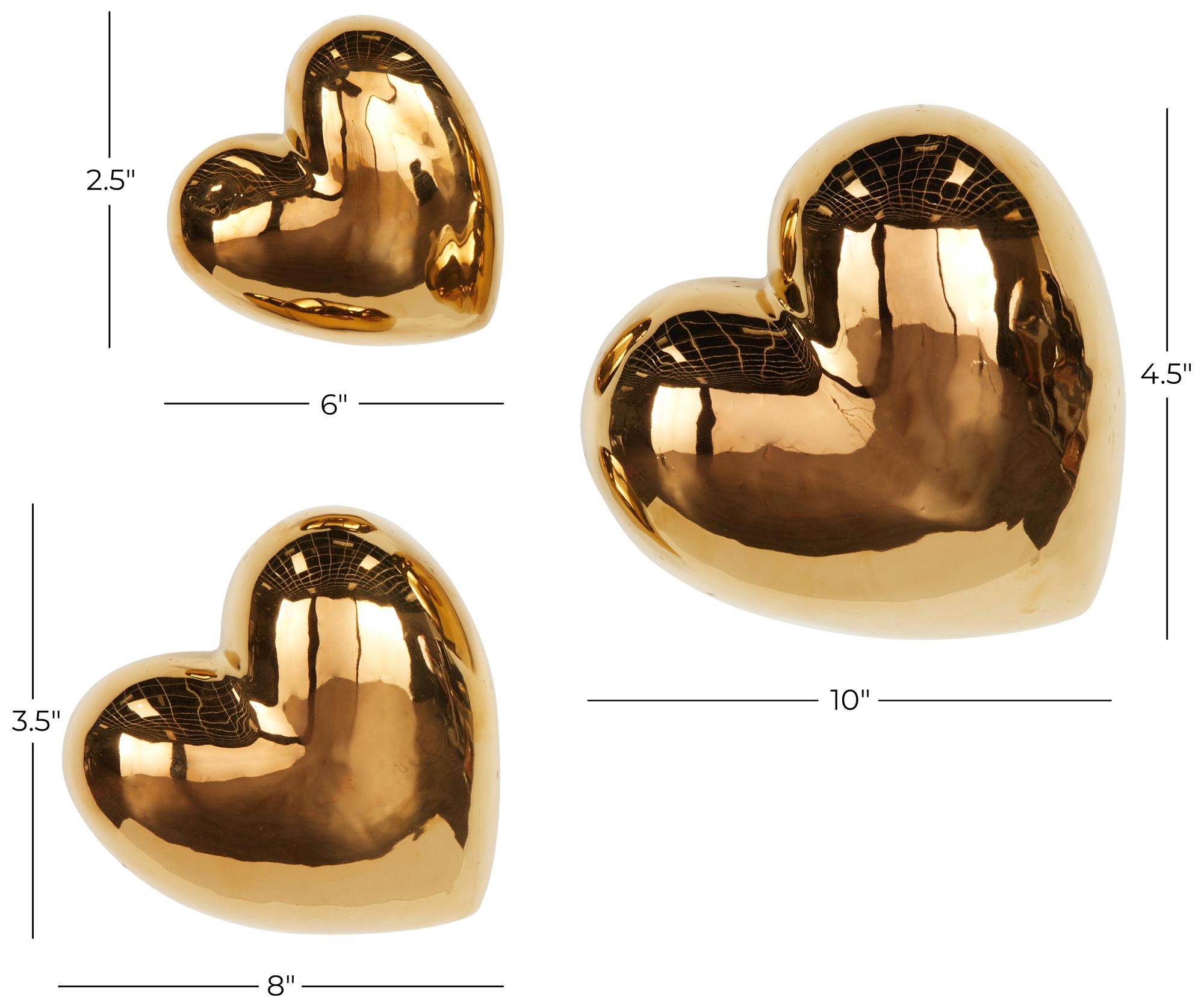Image 7 Gold Ceramic Glam Wall Decor, S/3 10", 8", 6"H more views
