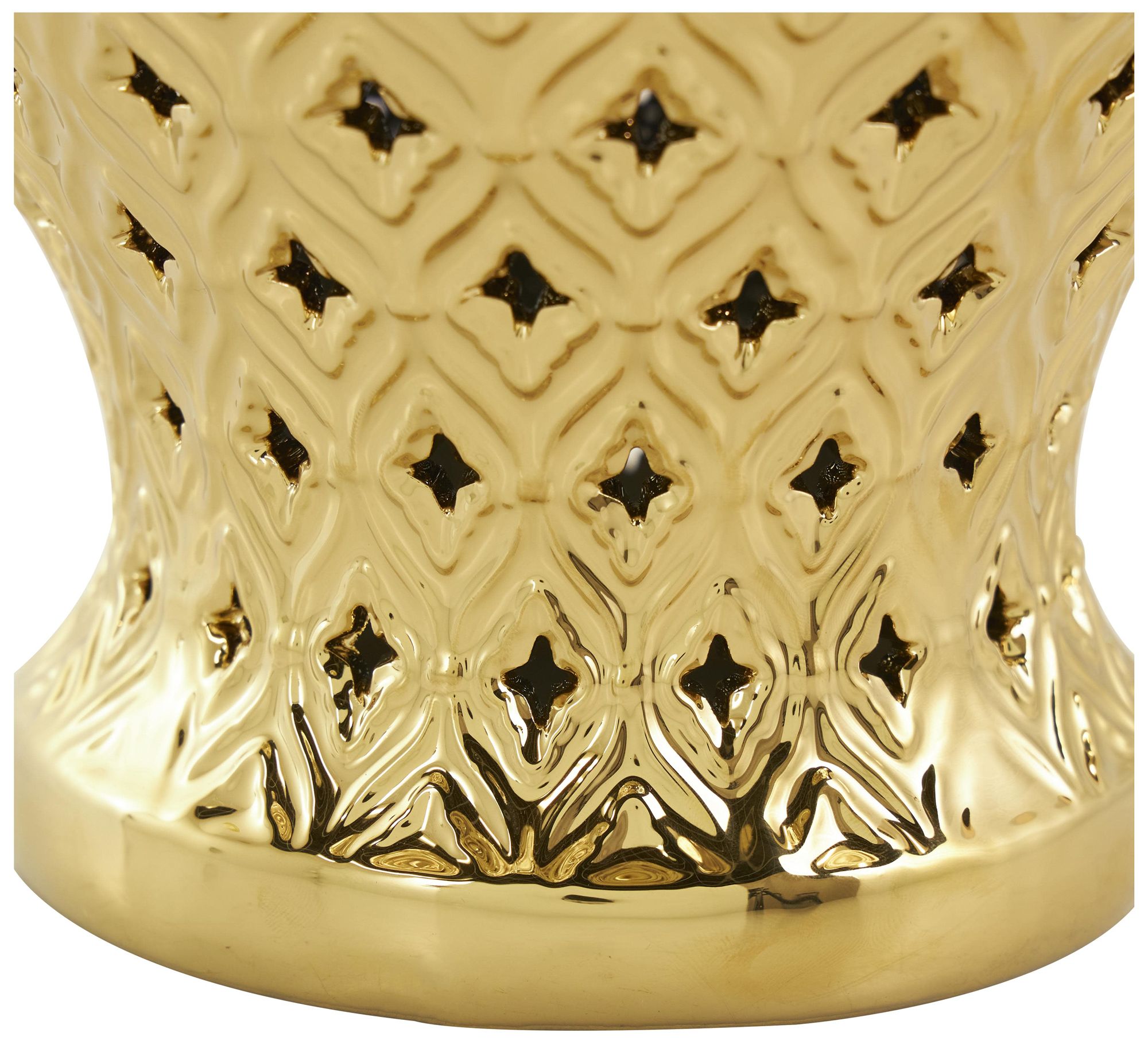 Image 3 Gold Ceramic Traditional Decorative Jars, 10" x 10" x 18" more views