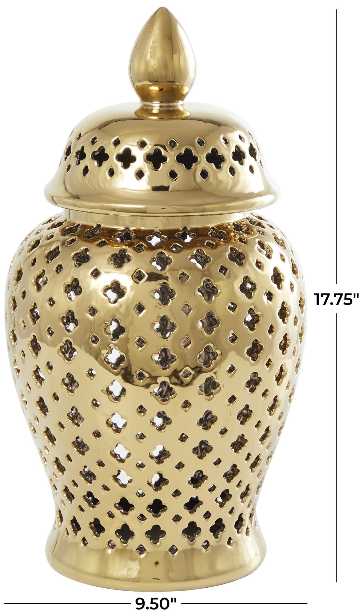 Image 7 Gold Ceramic Traditional Decorative Jars, 10" x 10" x 18" more views