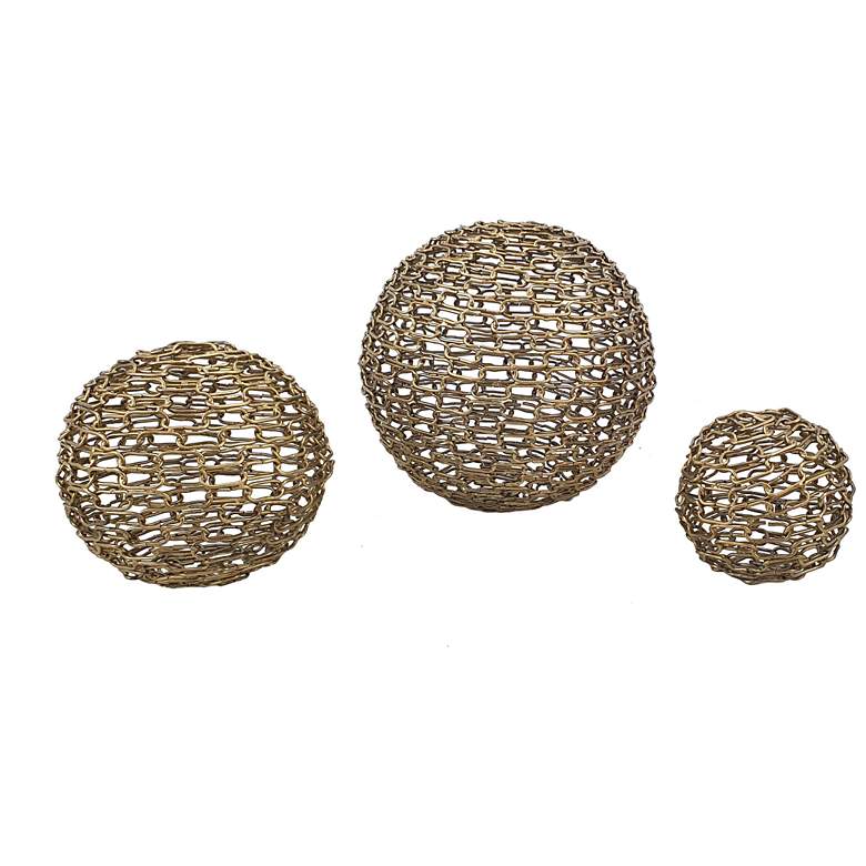 Image 1 Gold Chain Deco Balls - Set of 3