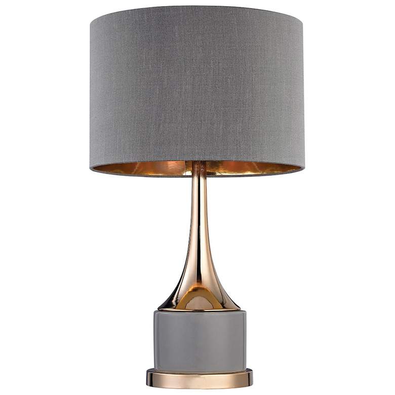 Image 1 Gold Cone Neck 18.5" High 1-Light Table Lamp - Gray