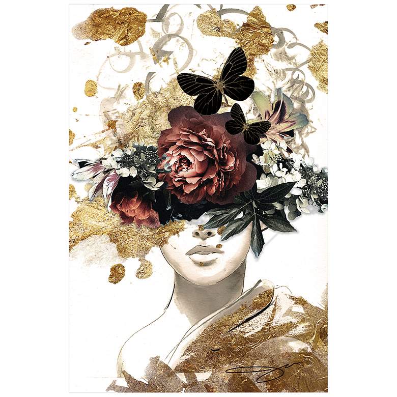 Image 2 Gold Covered 50 3/4"H Free Floating Glass Graphic Wall Art