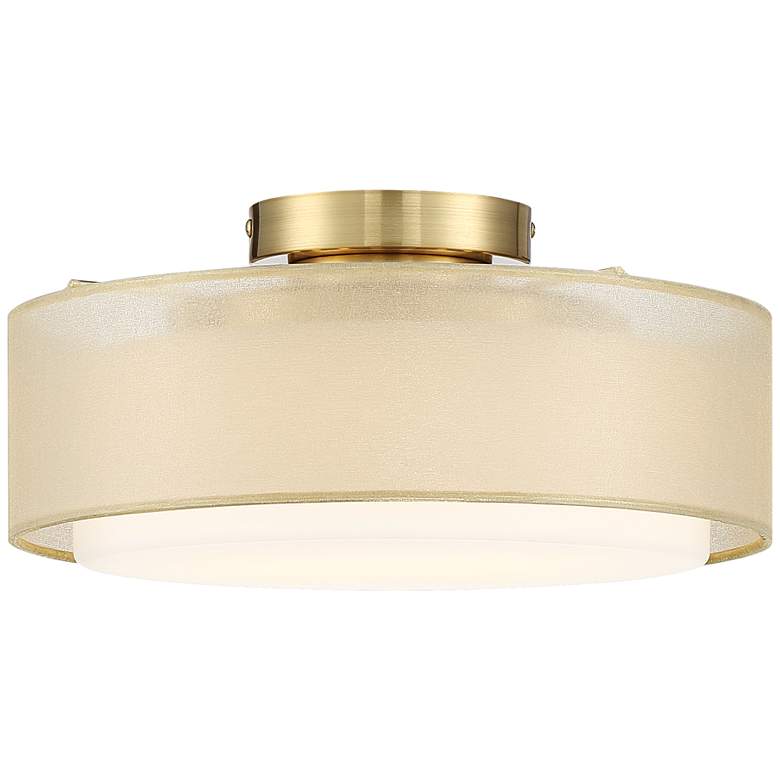 Gold Dual Shade 12 1/2&quot; Wide Drum Ceiling Light