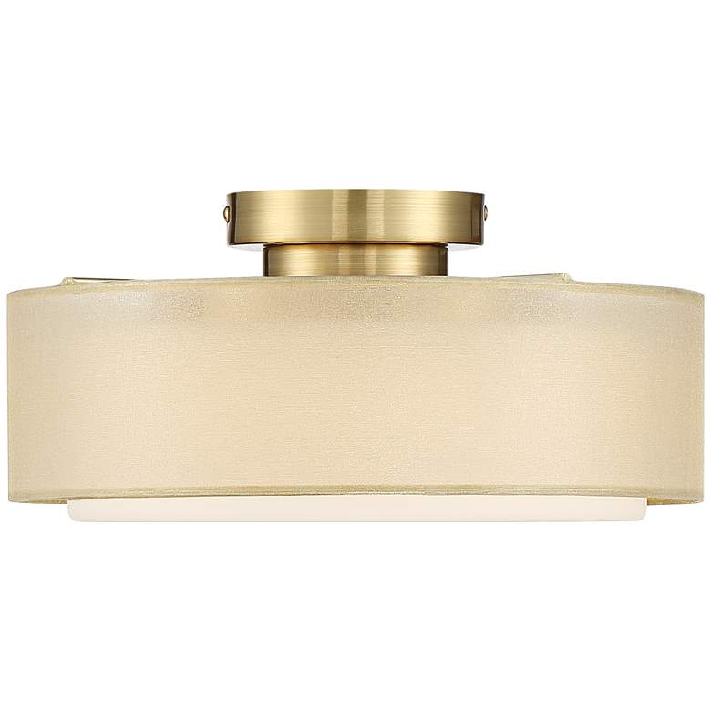 Gold Dual Shade 12 1/2&quot; Wide Drum Ceiling Light more views