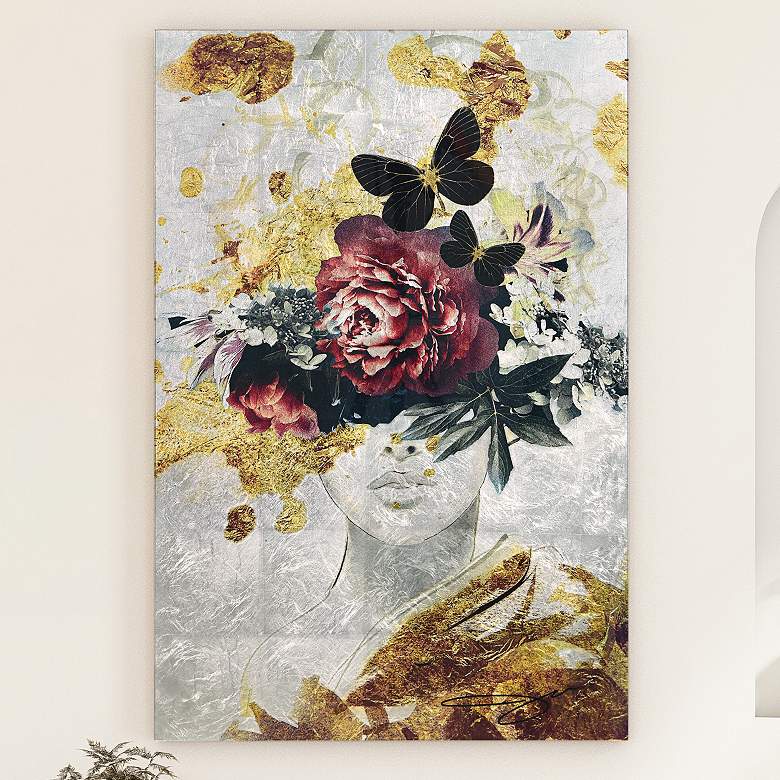 Image 1 Gold Elegance Reverse Printed Tempered Glass with Silver Leaf Wall Art
