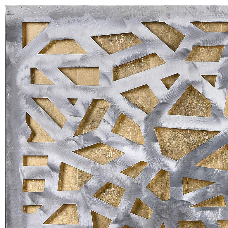 Image 3 Gold Enigma 32" Square Silver Gold Leaf 3D Metal Wall Art more views