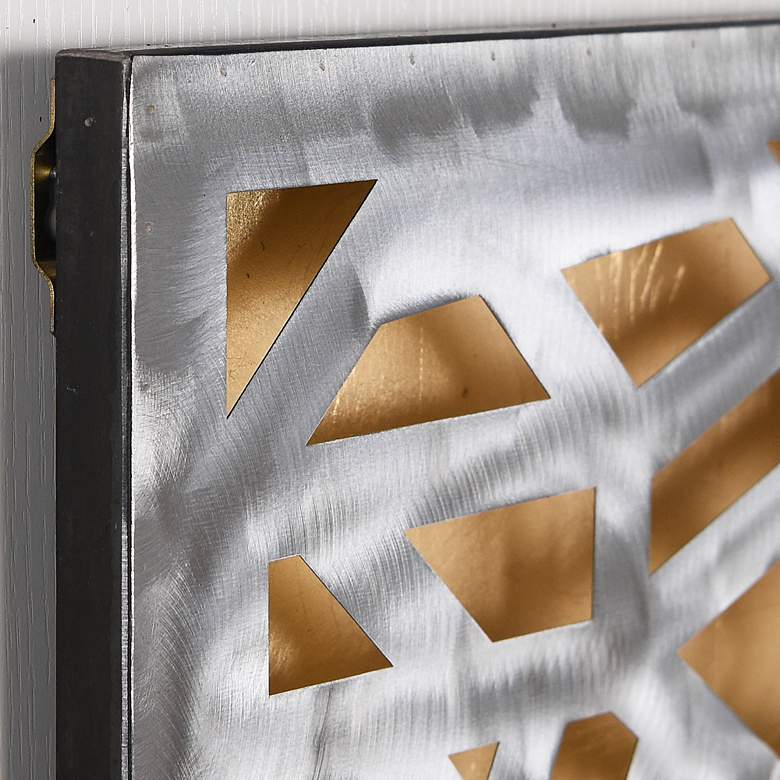 Image 4 Gold Enigma 32" Square Silver Gold Leaf 3D Metal Wall Art more views