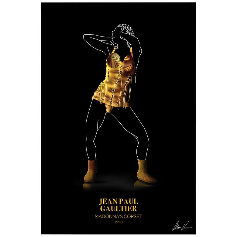 Image 2 Gold Fashion Look 48" High Printed Tempered Glass Wall Art