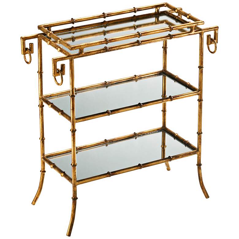 Image 1 Gold Finish 25 1/2 inch High Bamboo Tray Table