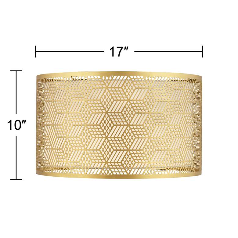 Image 5 Gold Finish Laser Cut Metal Drum Shade 17x17x10  (Spider) more views
