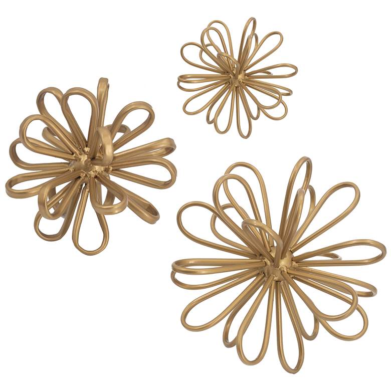 Image 1 Gold Flower Statuaries - Set of 3