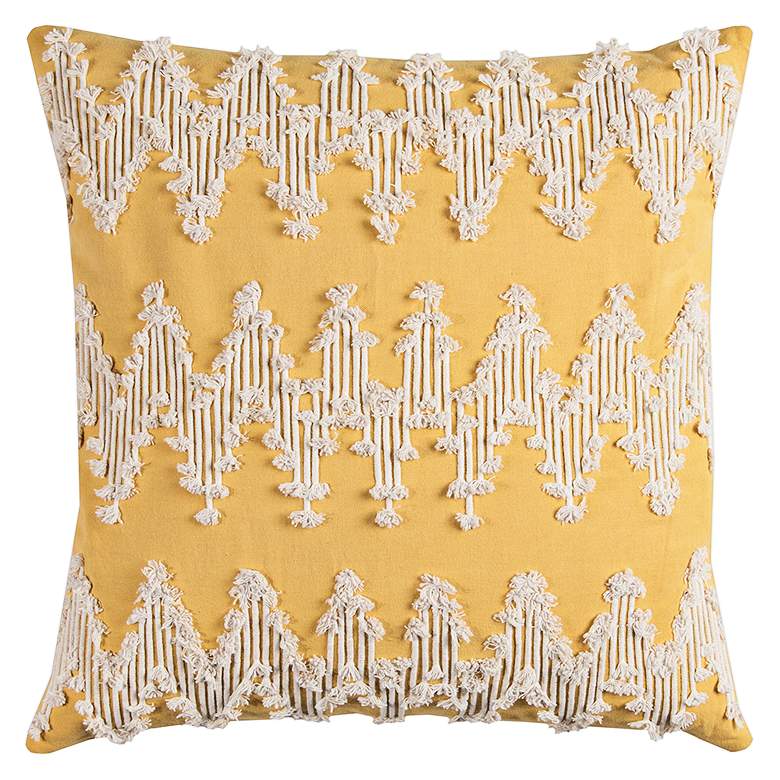 Image 1 Gold Frayed Chevron 20 inch Square Decorative Filled Pillow