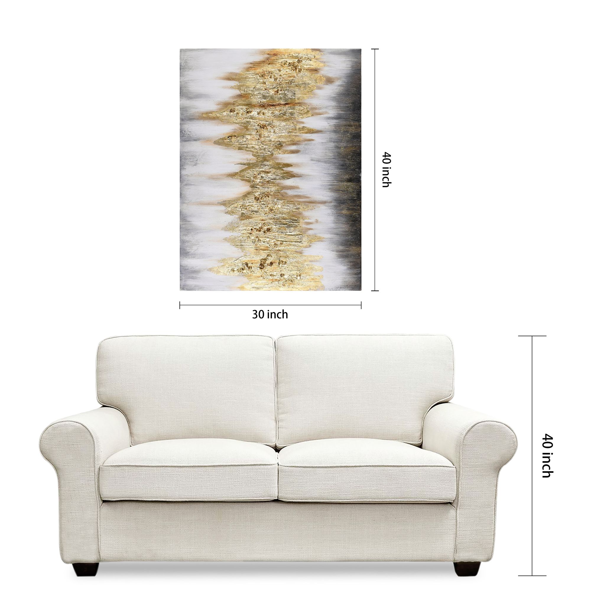 Gold Frequency 40" Wide Textured Metallic Canvas Wall Art in scene