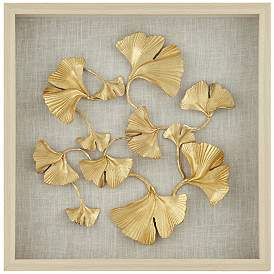 Image3 of Gold Ginkgo Leaf 23 1/2" Square Framed Wall Art
