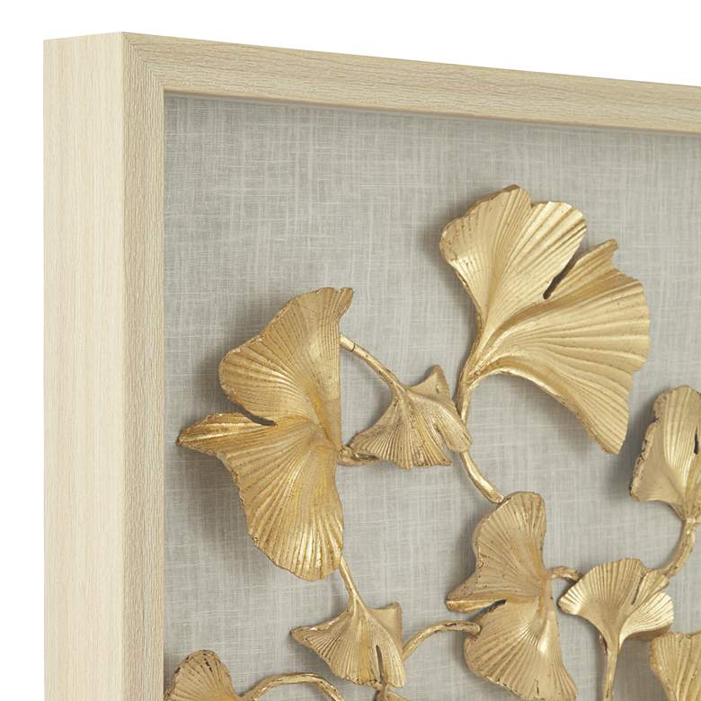 Image 4 Gold Ginkgo Leaf 23 1/2" Square Framed Wall Art more views