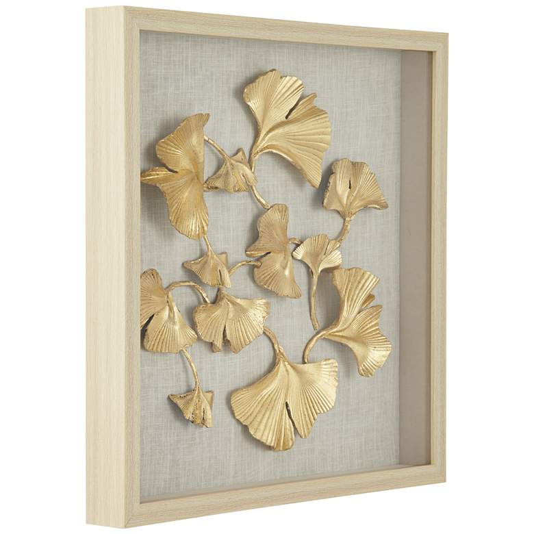 Image 6 Gold Ginkgo Leaf 23 1/2 inch Square Framed Wall Art more views