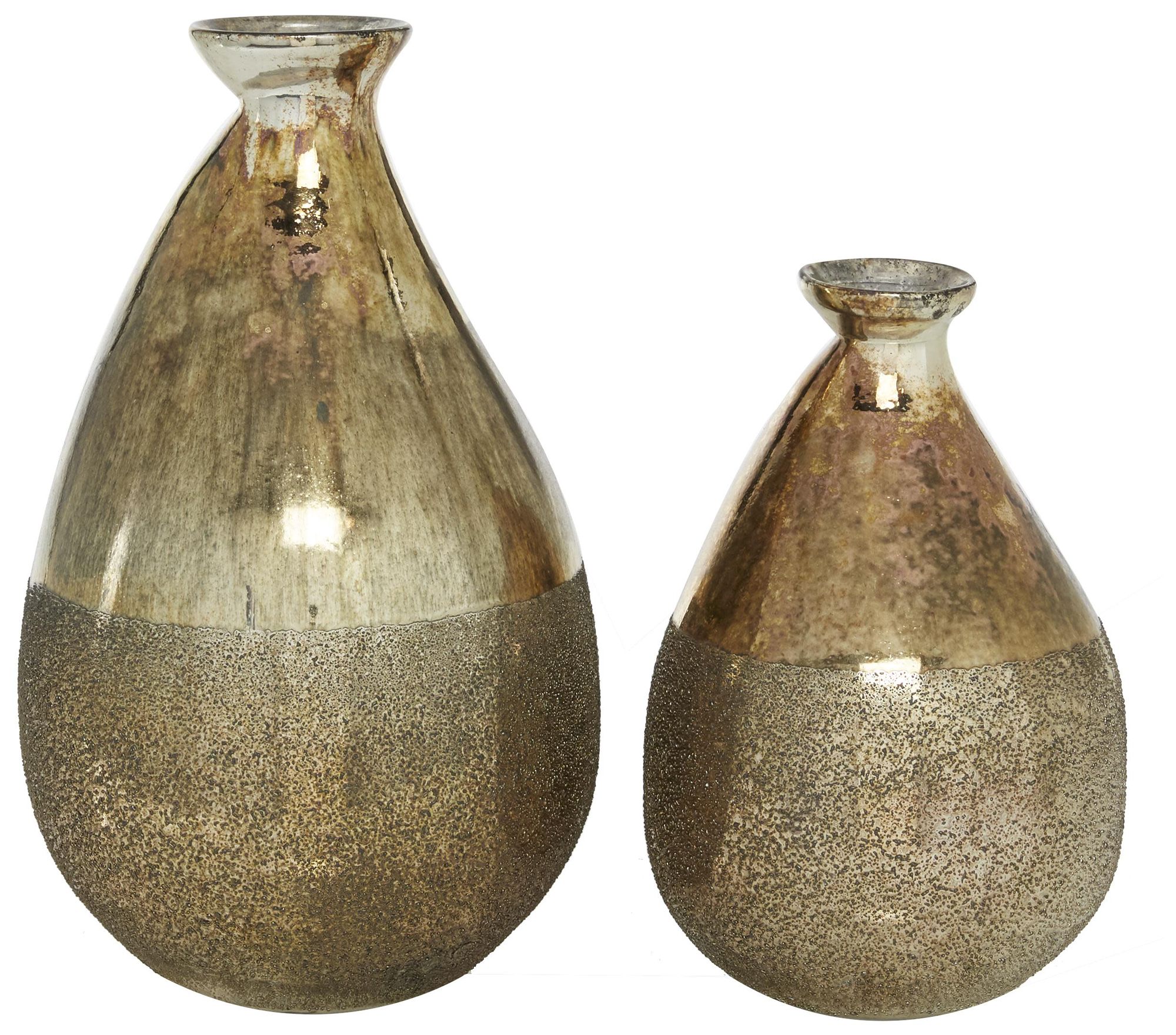 Image 2 Gold Glass Rustic Vase, S/2 12", 9"H