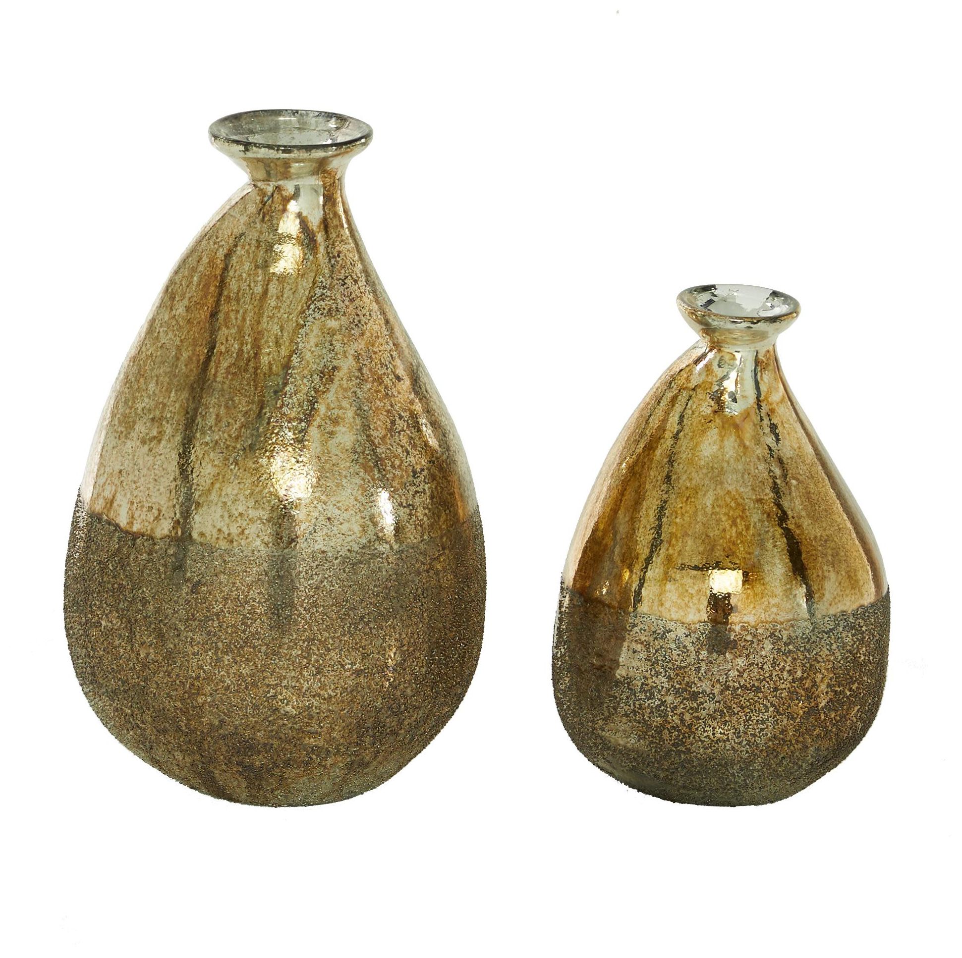Image 5 Gold Glass Rustic Vase, S/2 12", 9"H more views
