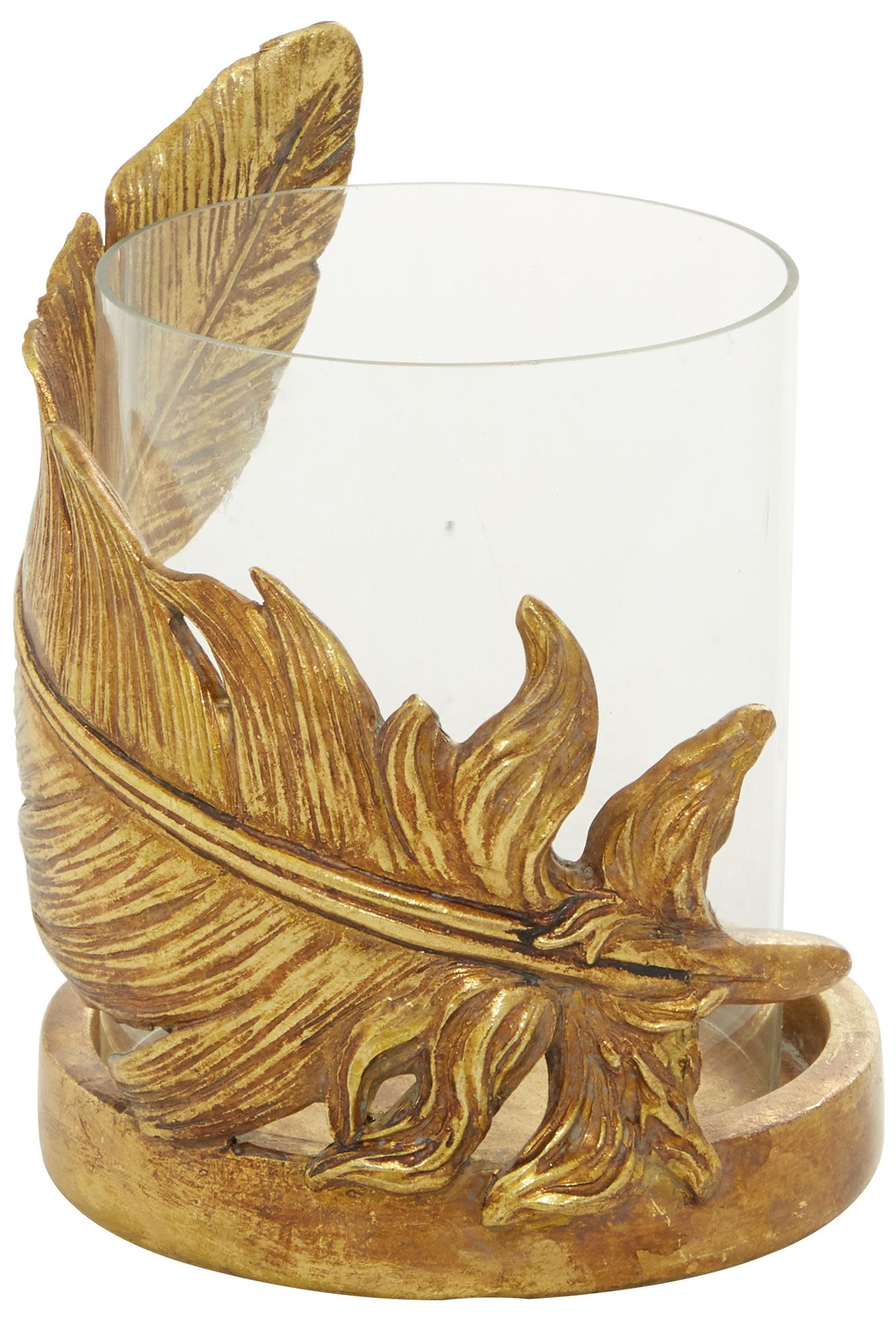 Image 6 Gold Glass Traditional Hurricane Lamp, 5" x 5" x 8" more views