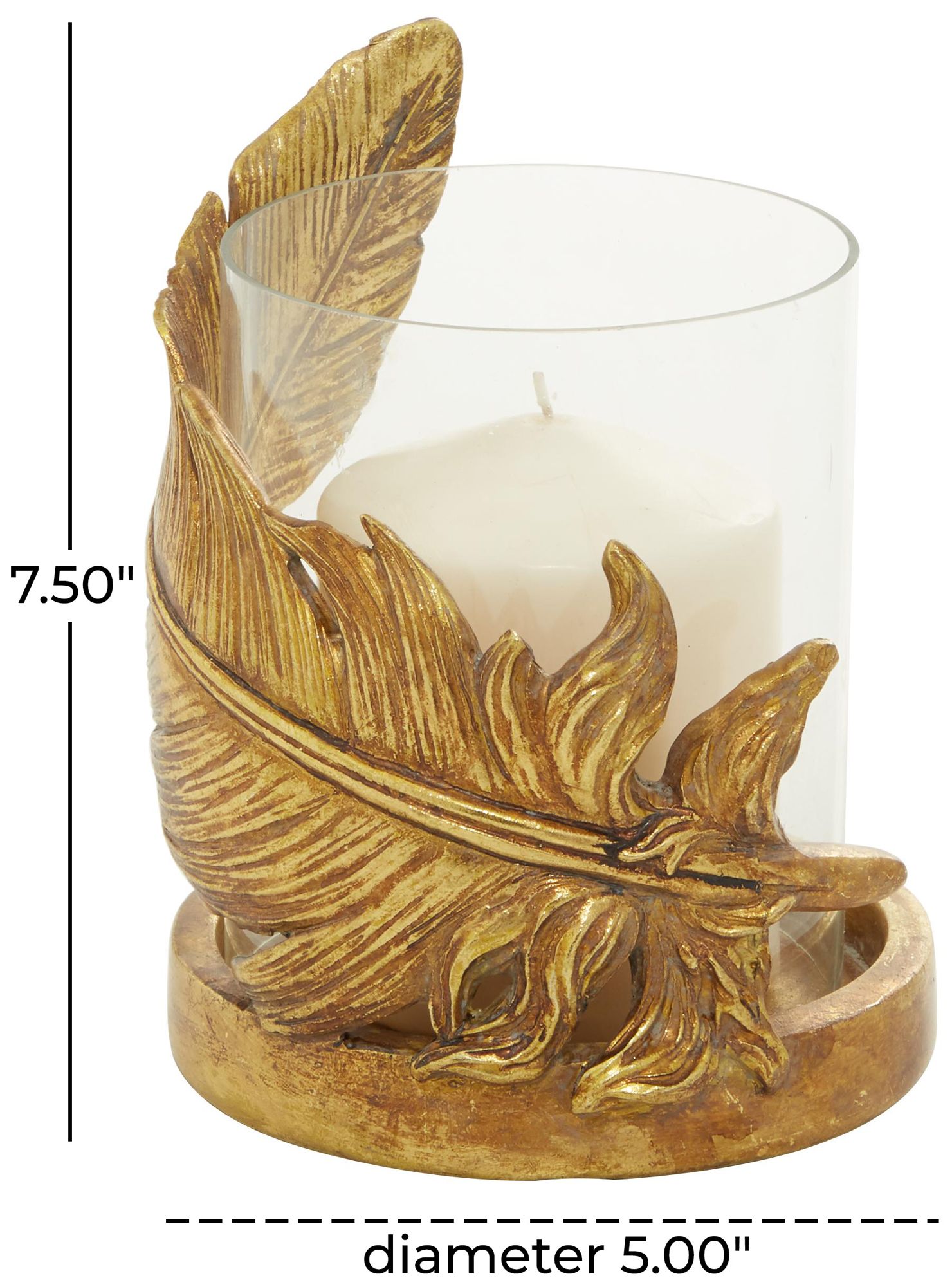 Image 7 Gold Glass Traditional Hurricane Lamp, 5" x 5" x 8" more views