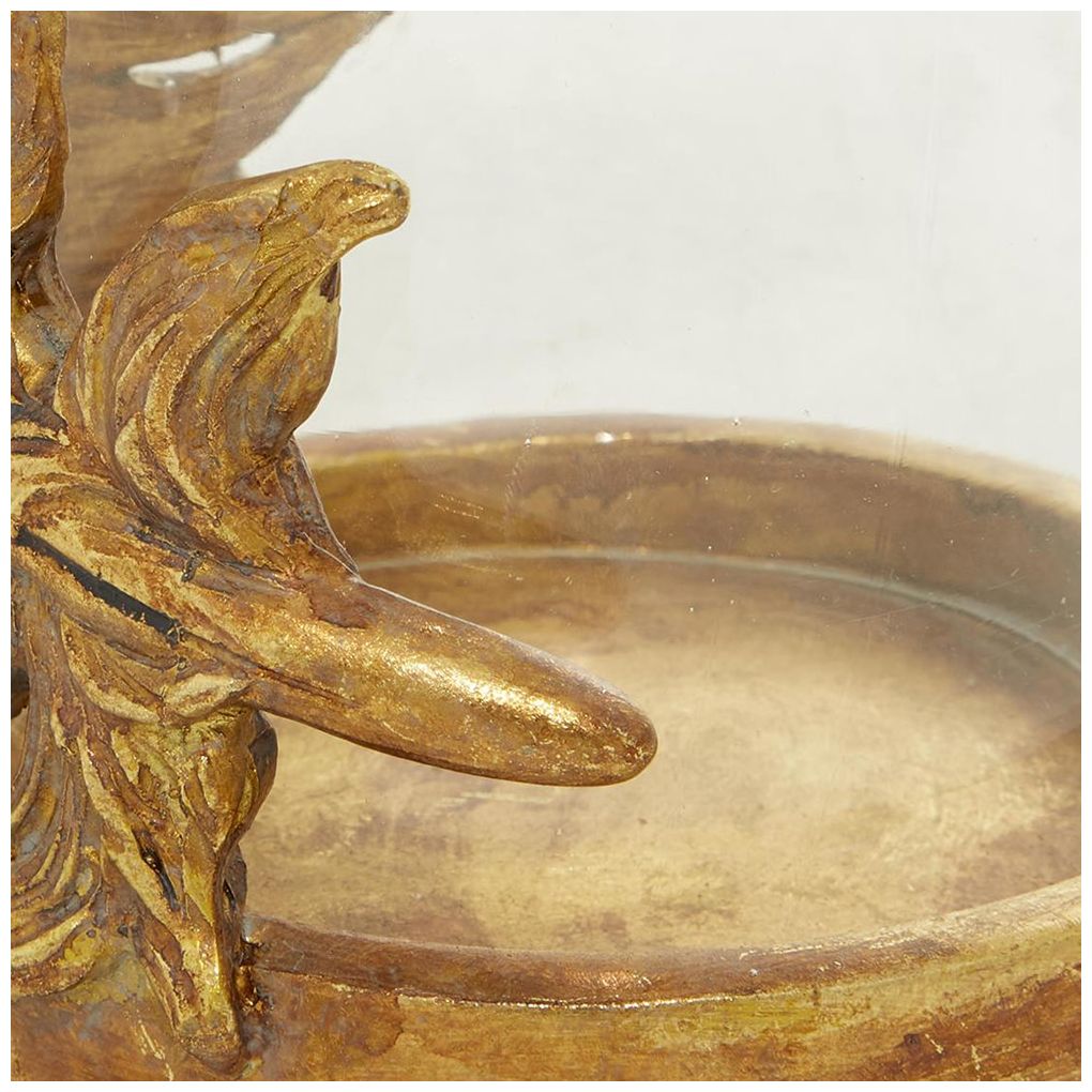 Gold Glass Traditional Hurricane Lamp, 5" x 5" x 8"