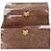 Gold Goat Head Brown Faux Leather 2-Piece Boxes Set