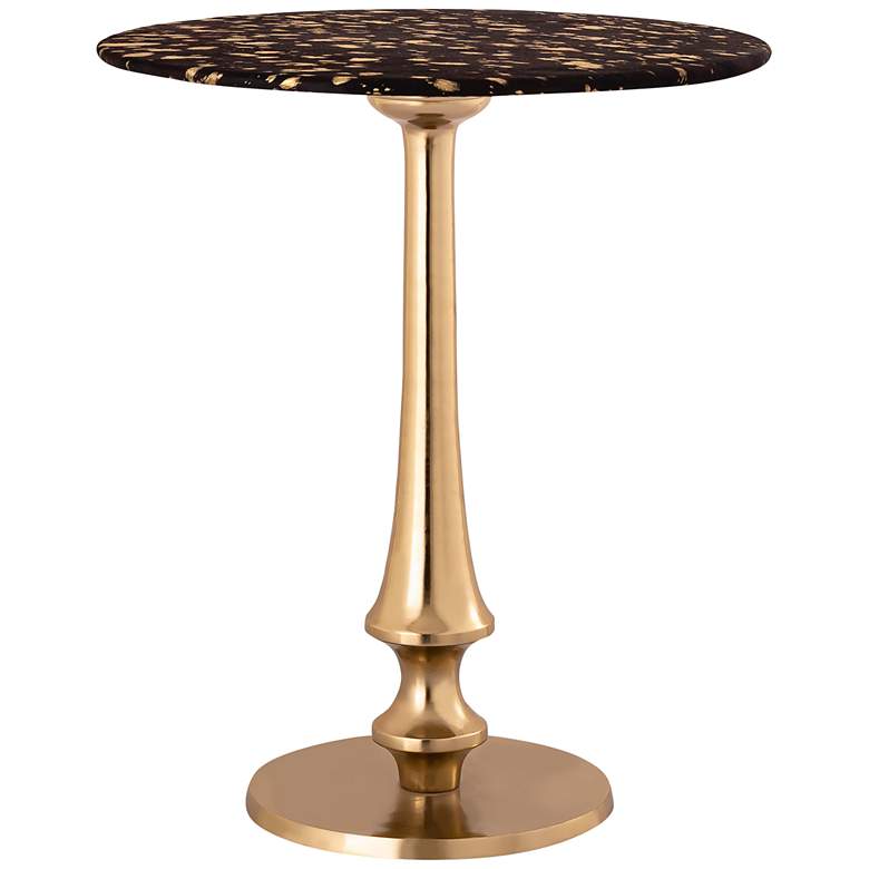 Image 7 Gold Goathide 16 inch Wide Aluminum Round Side Table more views