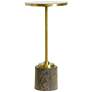 Gold Iron Drink Table With Faux Snakeskin Weighted Base &#38; Clear Mirror 
