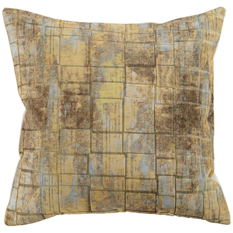 Gold Jacquard Velvet 20&quot; Square Decorative Throw Pillow