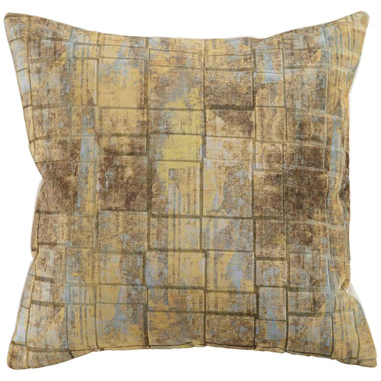 Image 1 Gold Jacquard Velvet 20" Square Decorative Throw Pillow