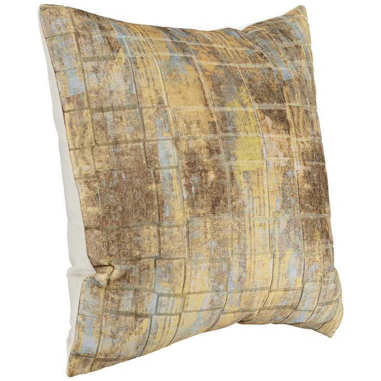Gold Jacquard Velvet 20&quot; Square Decorative Throw Pillow more views
