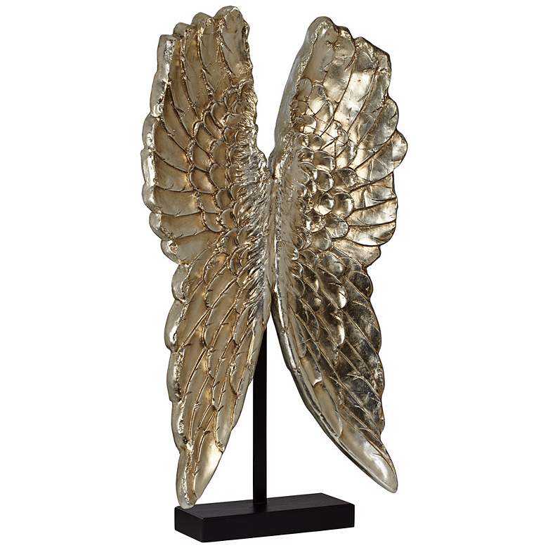 Image 1 Gold Leaf 42 1/2 inch High Angel Wings Sculpture On Stand