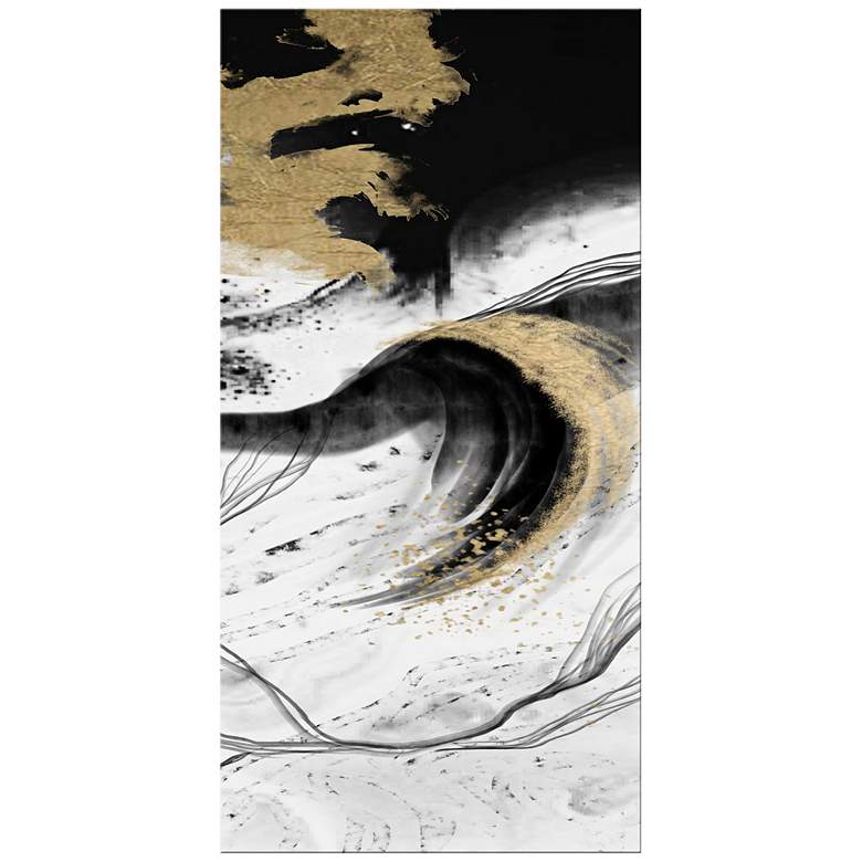 Gold Leaf and Black Swirl 40&quot;H Triptych Canvas Wall Art more views