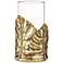 Gold Leaf Glass Pillar Candle Holder