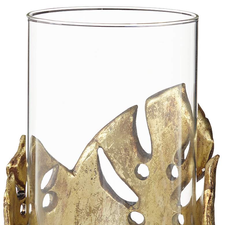 Gold Leaf Glass Pillar Candle Holder more views
