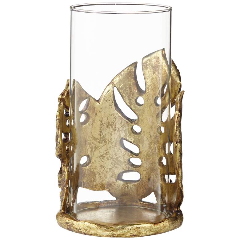 Gold Leaf Glass Pillar Candle Holder more views