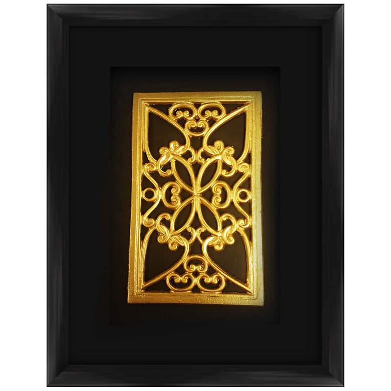 Image 1 Gold Leafed Medallion 17 1/2 inch High Framed Wall Art