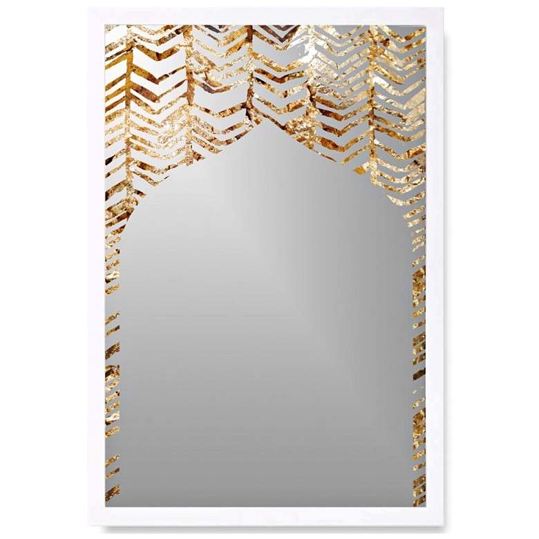 Image 1 Gold Love White Wood 18 inch x 26 inch Wall Mirror Art