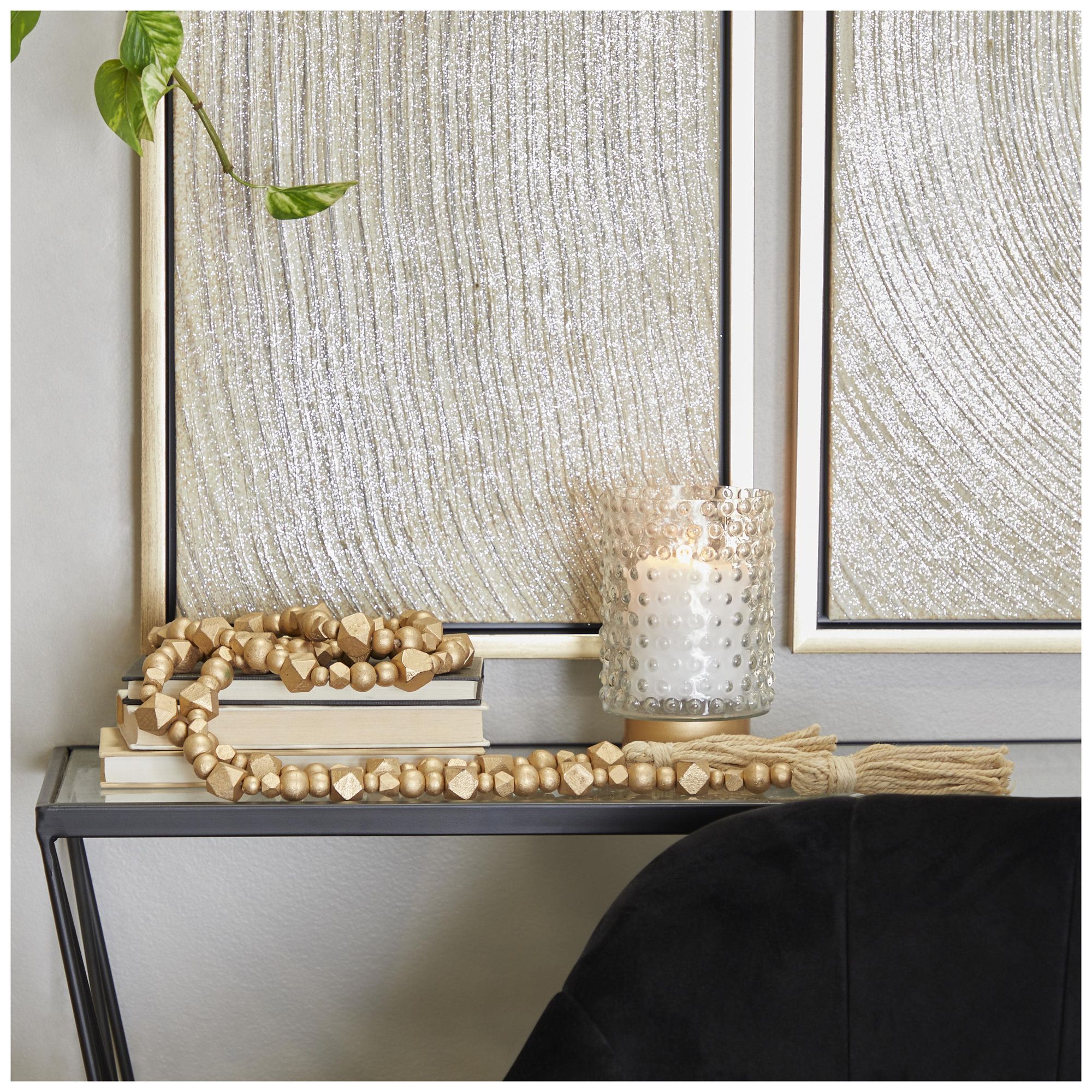 Image 4 Gold Mango Wood Bohemian Garland with Tassel, 80" x 1" x 1" more views