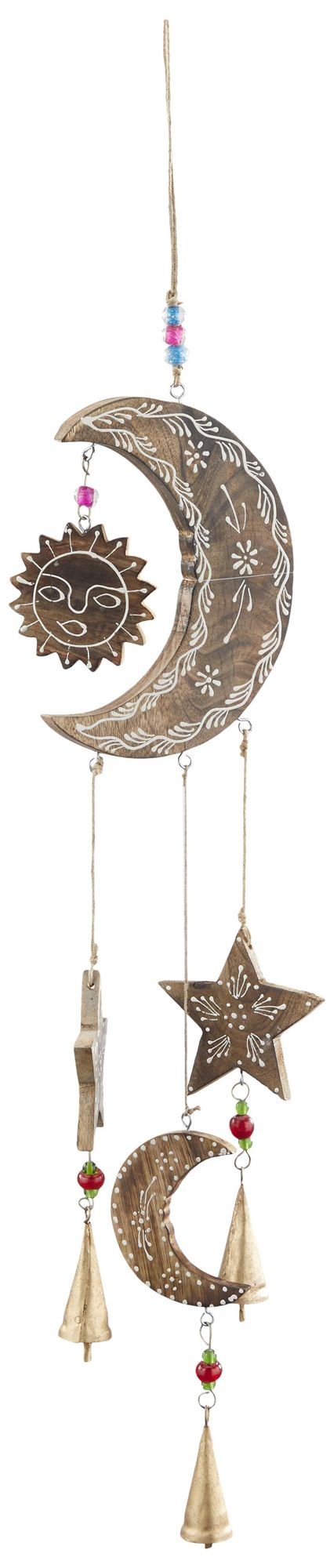 Image 6 Gold Mango Wood Eclectic Windchime, 6" x 1" x 34" more views