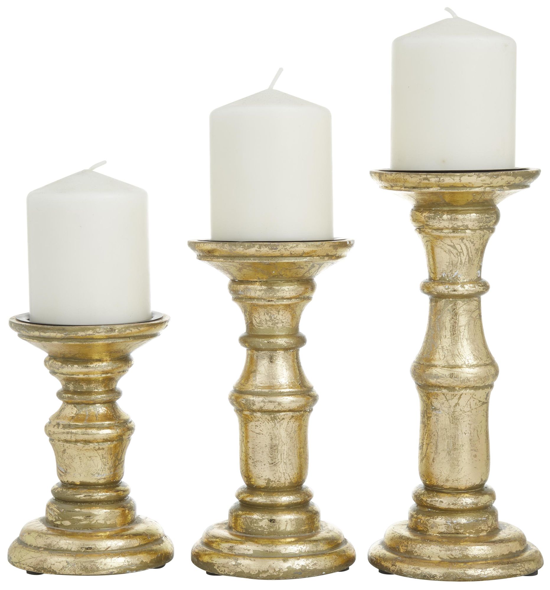 Image 2 Gold Mango Wood Traditional Candle Holde