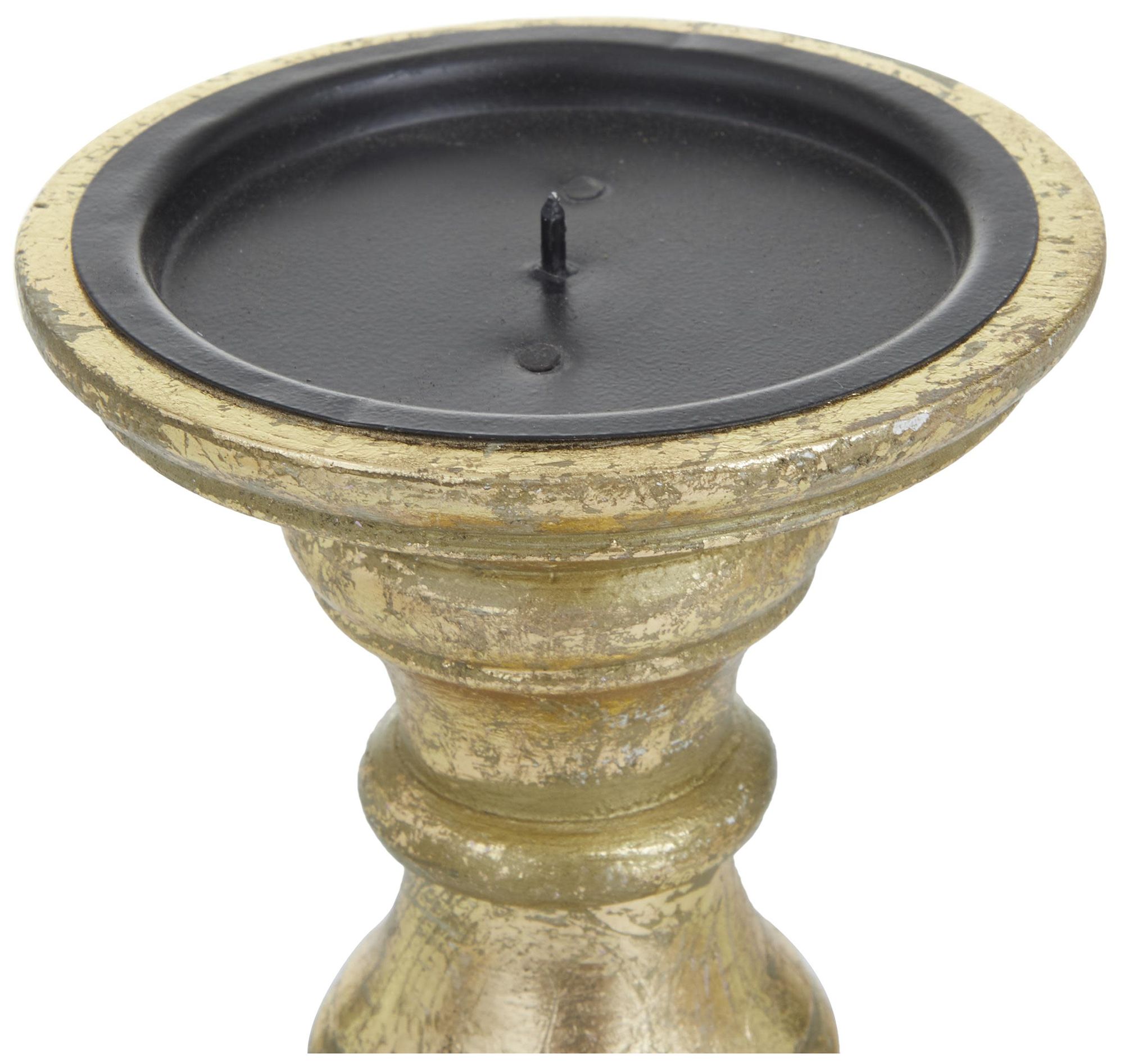 Image 4 Gold Mango Wood Traditional Candle Holde more views