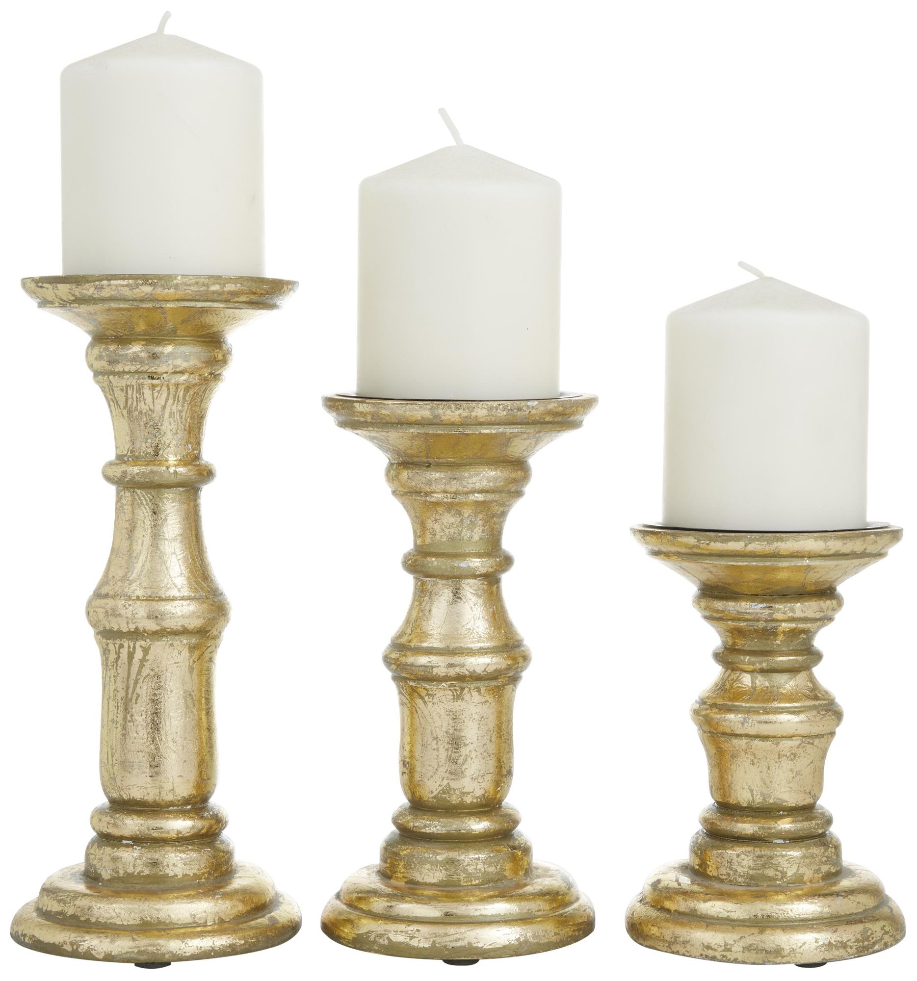 Image 5 Gold Mango Wood Traditional Candle Holde more views