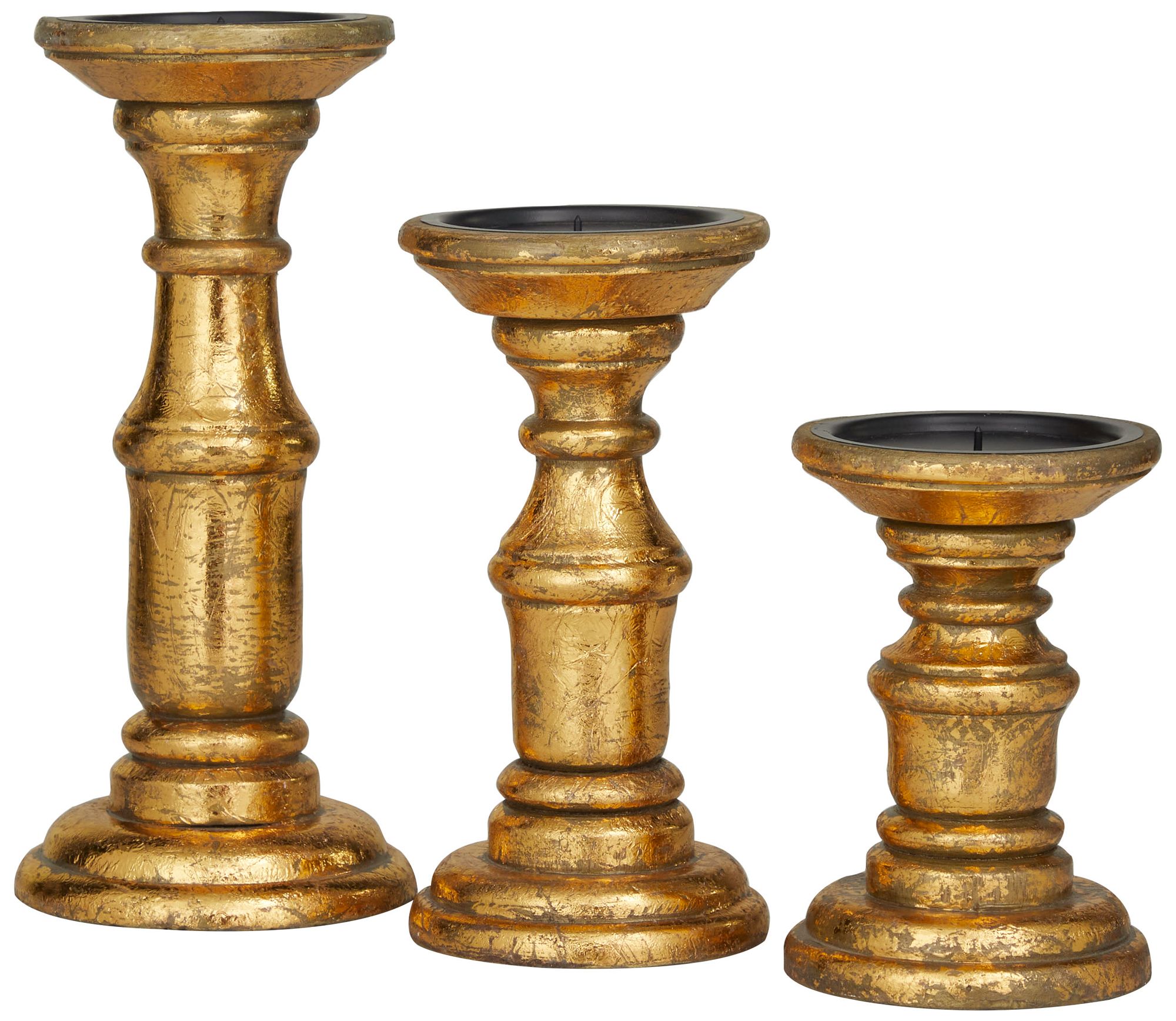 Image 6 Gold Mango Wood Traditional Candle Holde more views