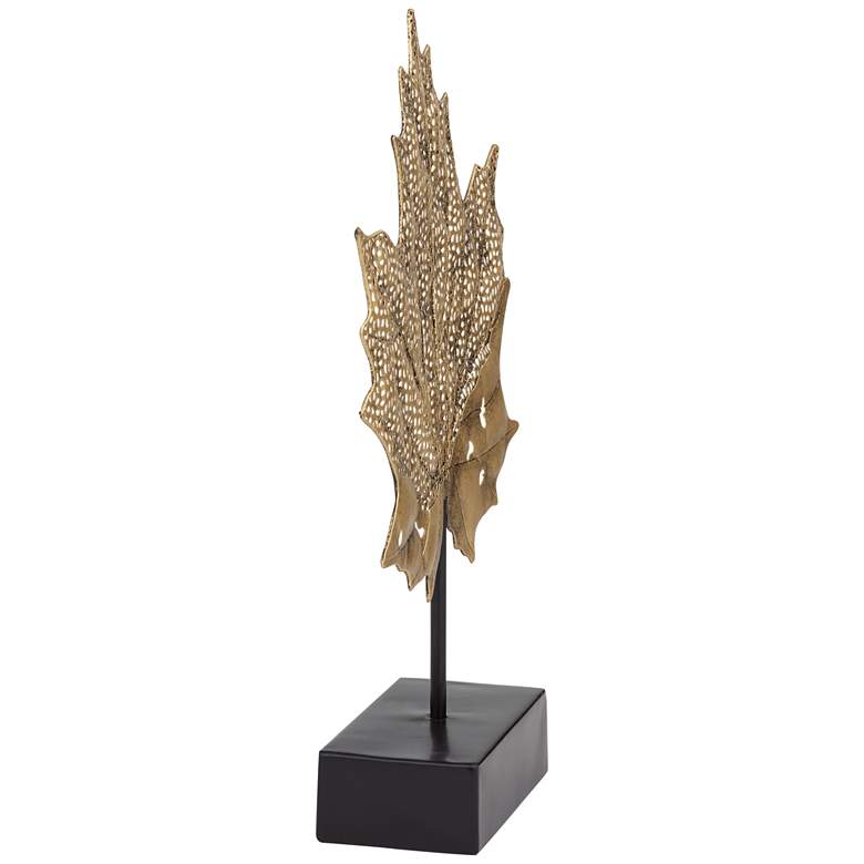 Image 5 Gold Maple Leaf 16 inch High Metal Sculpture more views