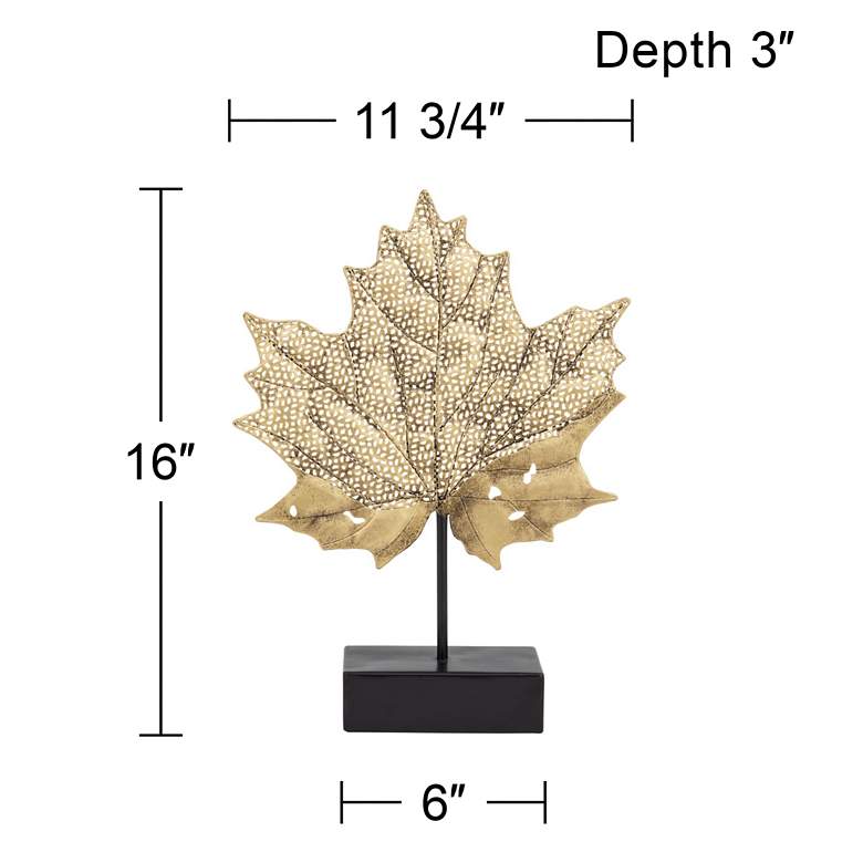 Image 6 Gold Maple Leaf 16 inch High Metal Sculpture more views