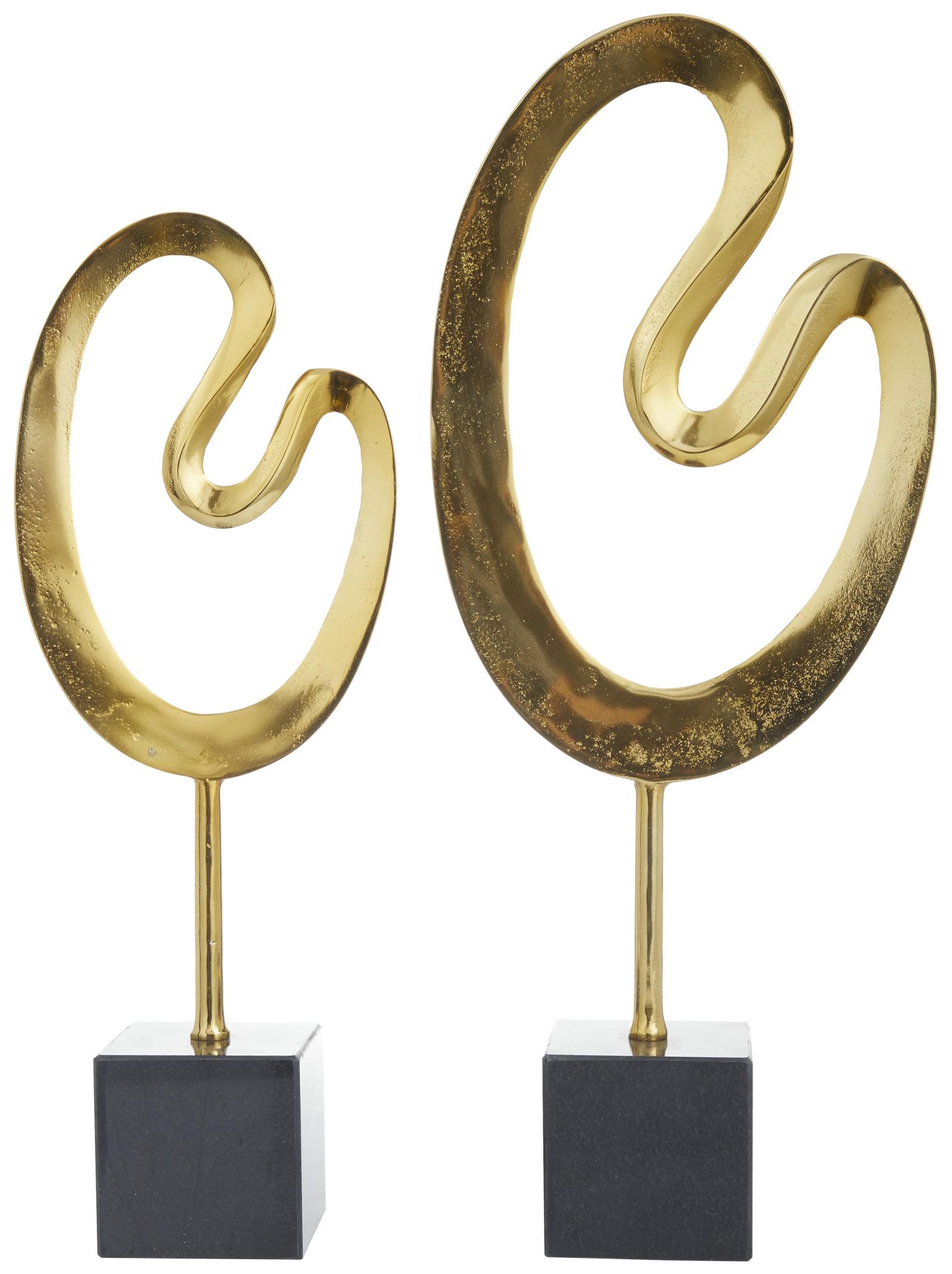 Image 2 Gold Marble Contemporary Sculpture, S/2 24", 21"H