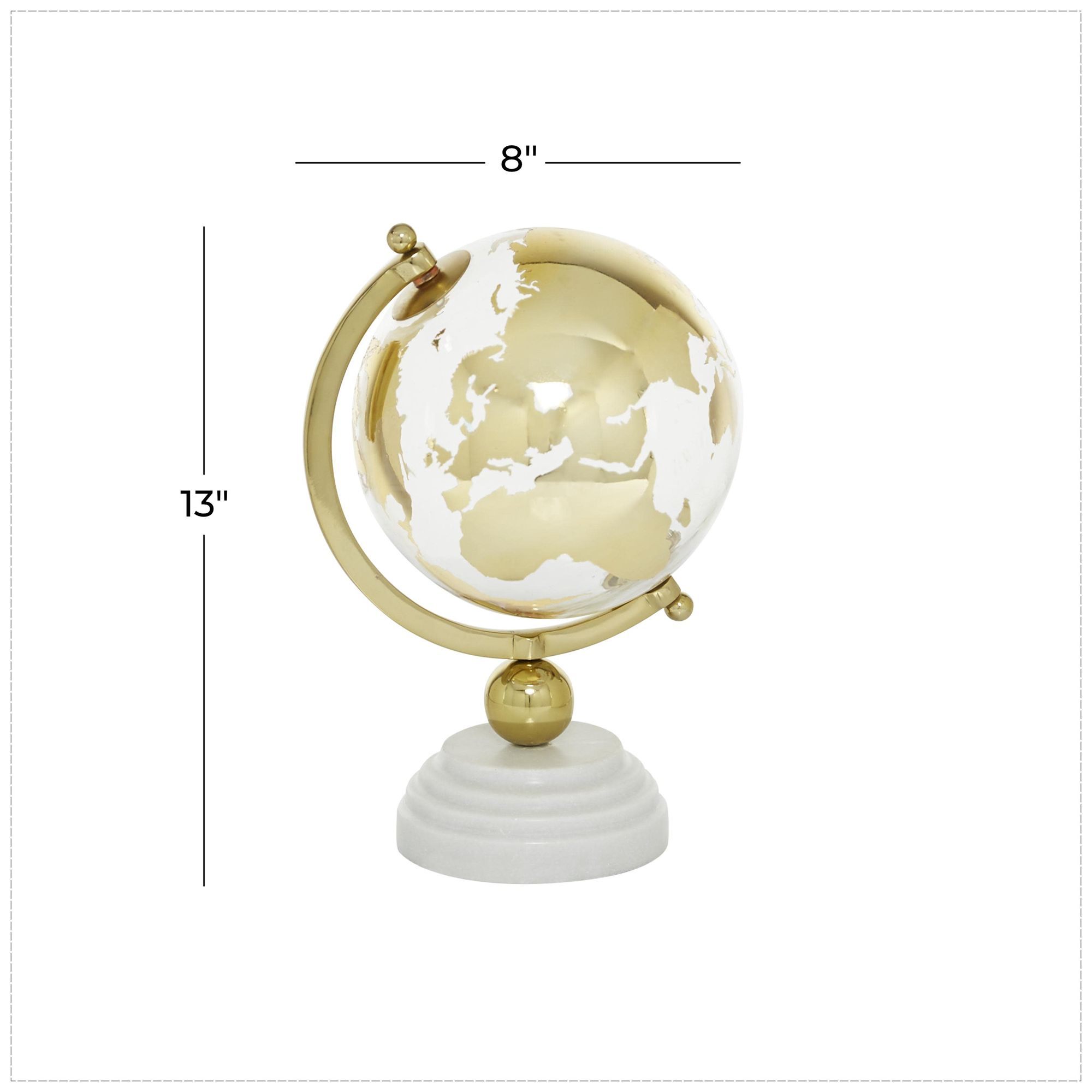 Image 7 Gold Marble Glam Globe, 8" x 8" x 13" more views